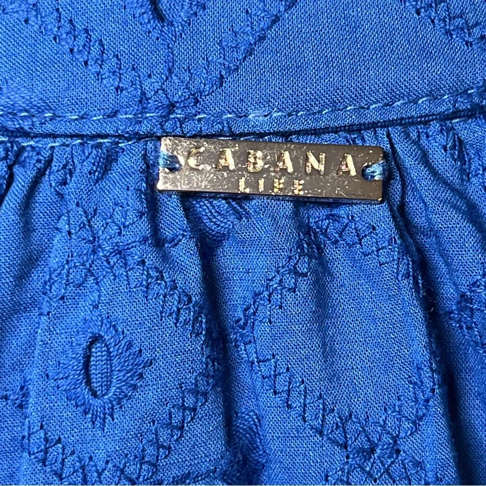 Cabana Life Embroidered Eyelet Halter Dress Blue Size Small Beach‎ Resort Vacay - Picture 8 of 9